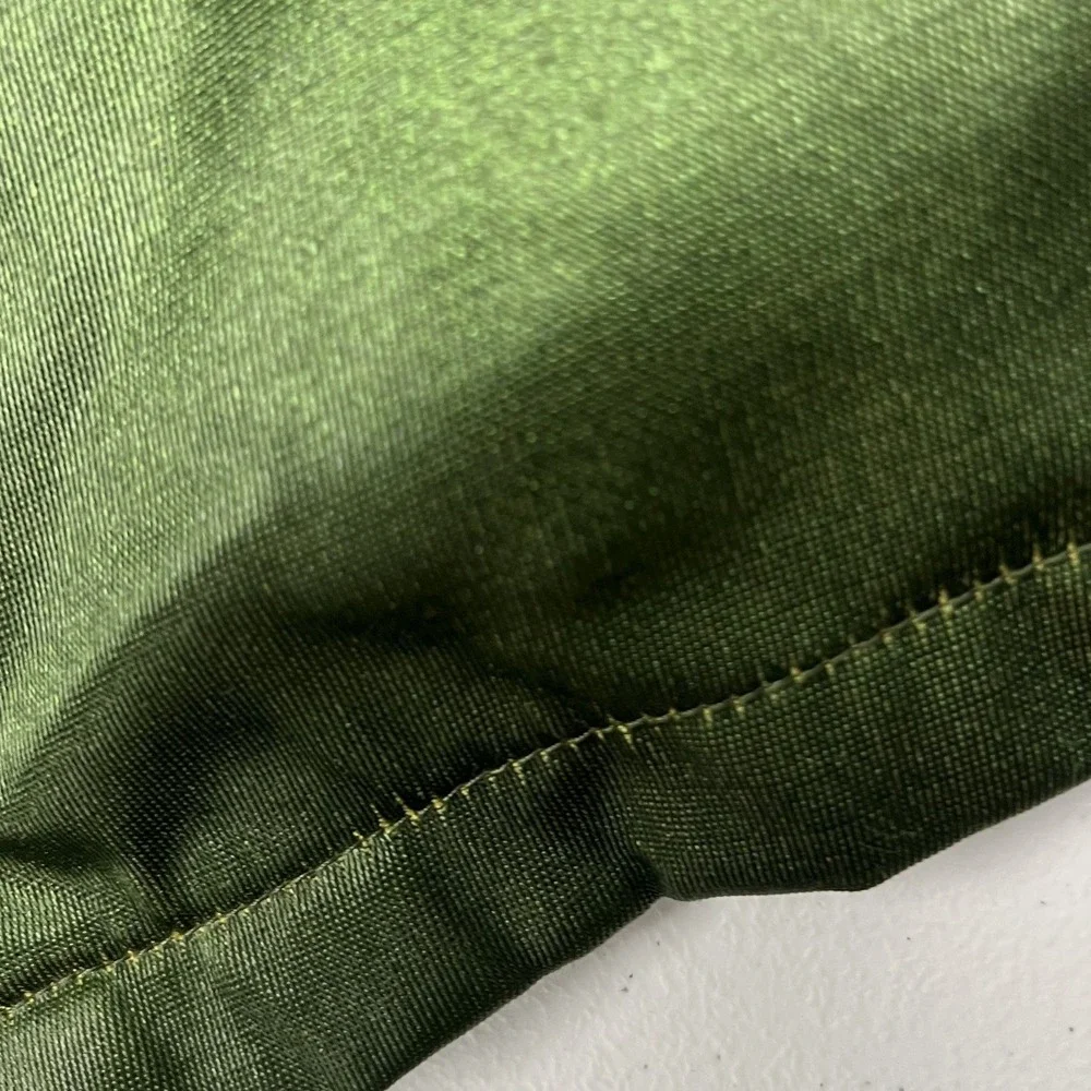 70s/80s Satin Utility Jacket Mens L Green Vintage Zip Up Bomber Side Vents